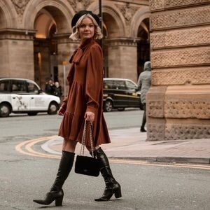 Sezane Selena Dress Noisette May Dress Size 10 In Cognac Brown